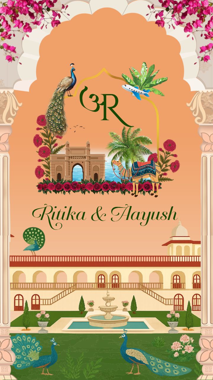 Peacock theme Royal Rajasthani Wedding Invite