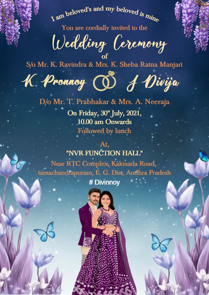 Stylish starry night Wedding Ceremony invitation design