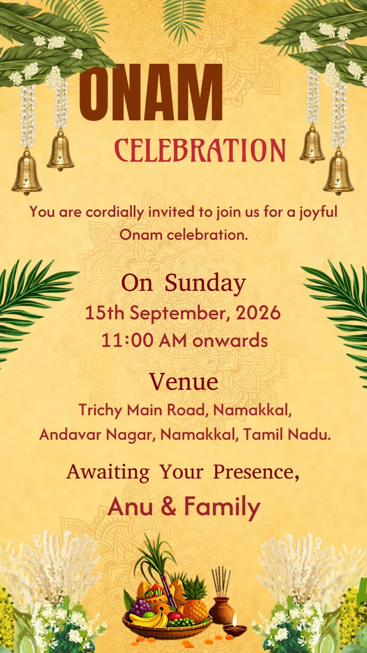 Onam Invitation Video Beautiful for Friends and Family