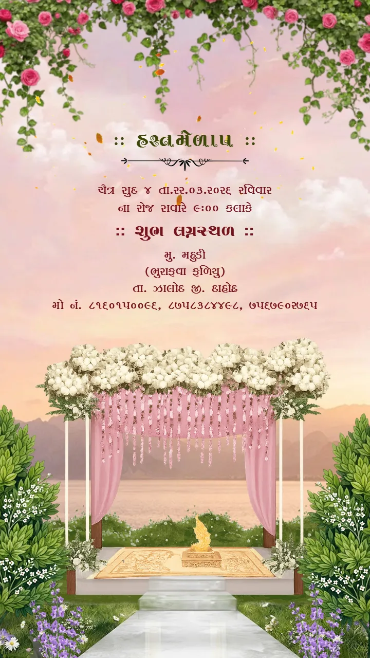 Gujarati Wedding Invitation Video Traditional Floral Theme