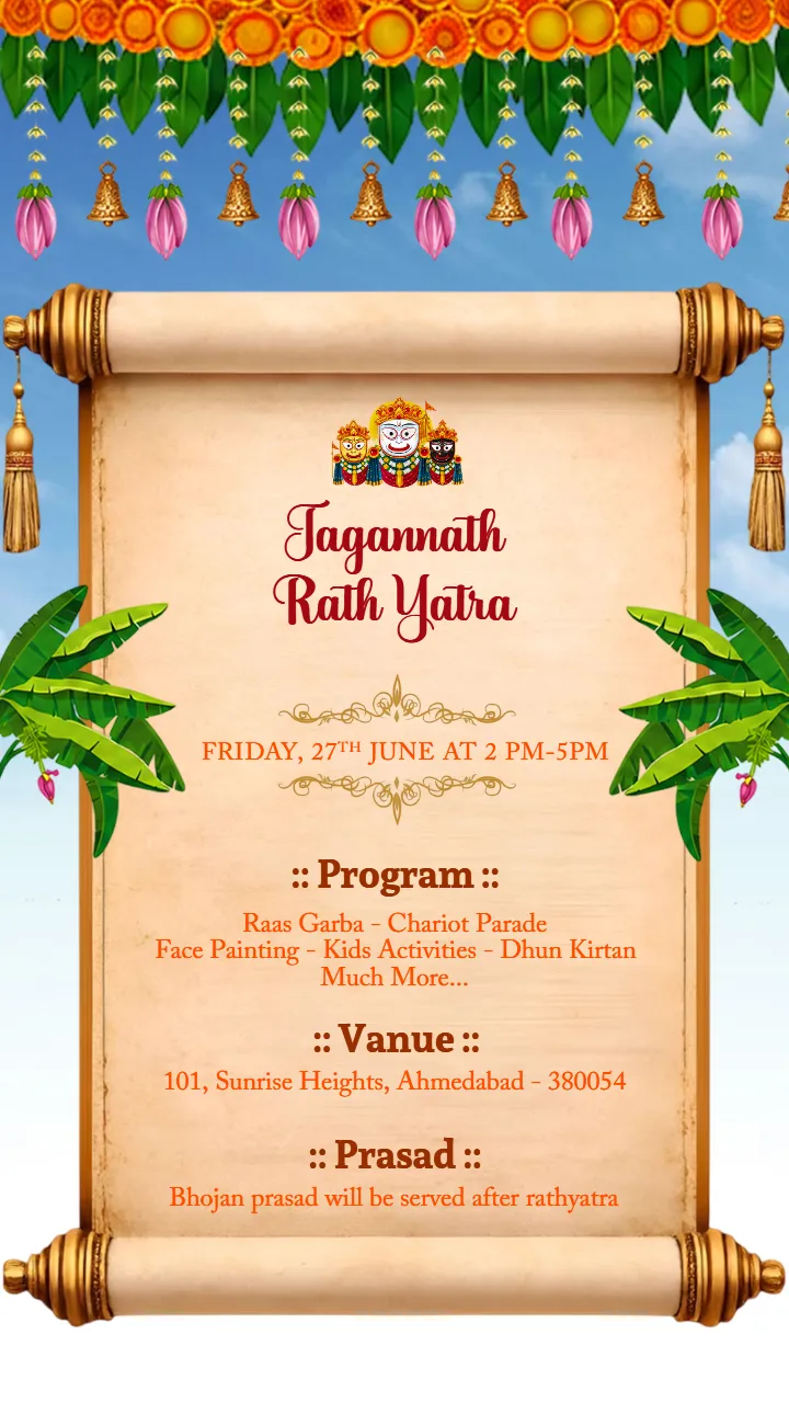Jagannath Rath Yatra Invitation Video HD Maker Online