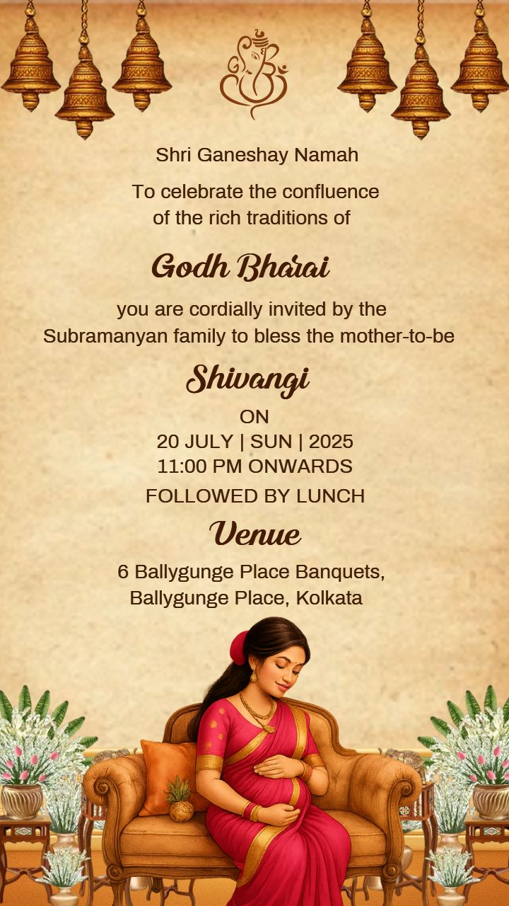 Elegant Invitation Template for Godh Bharai with Bride Theme