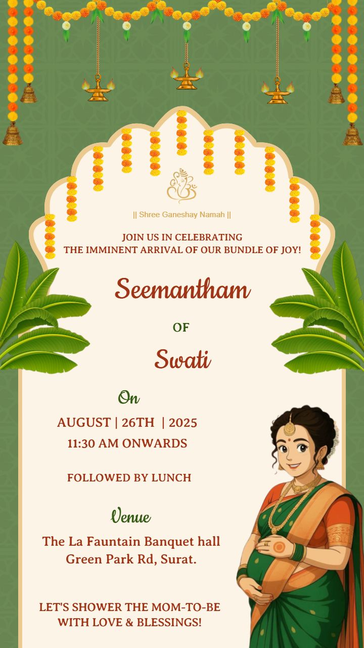 Seemantham Invitation Images with South Indian Style