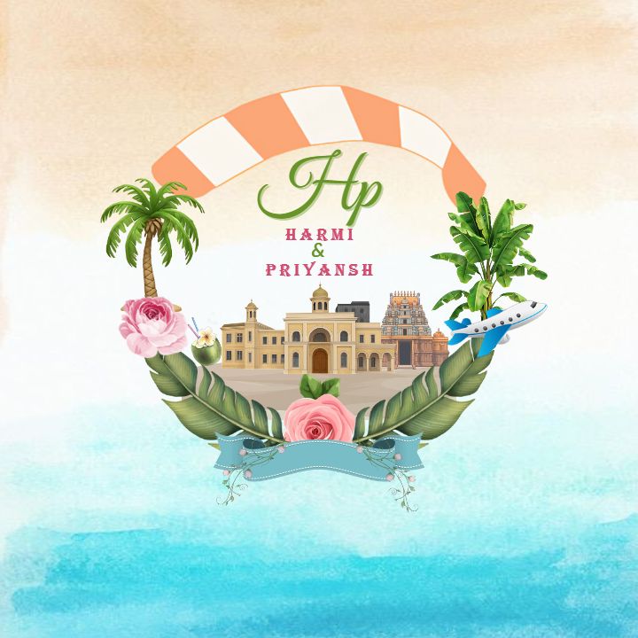 South Indian theme Wedding invite Logo with Travel Touch