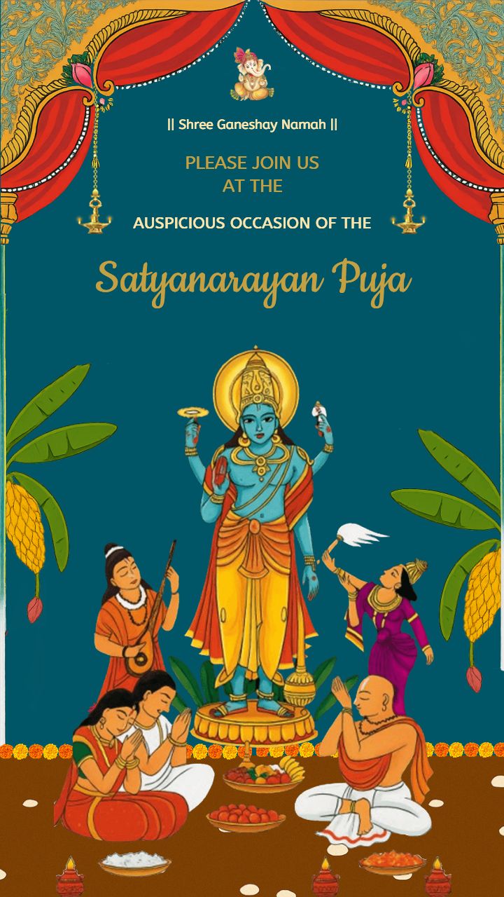 Satyanarayan Puja Template with Vishnu Theme