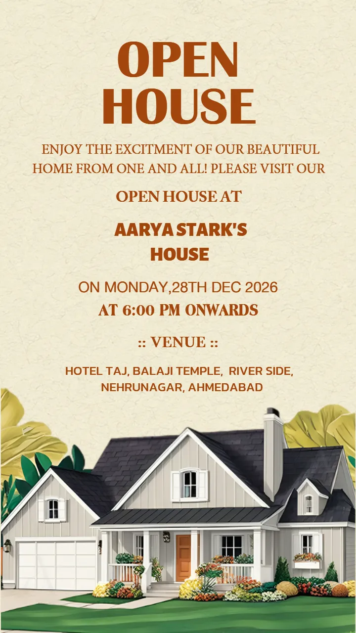 Custom Open House Invitation Card for Home Event
