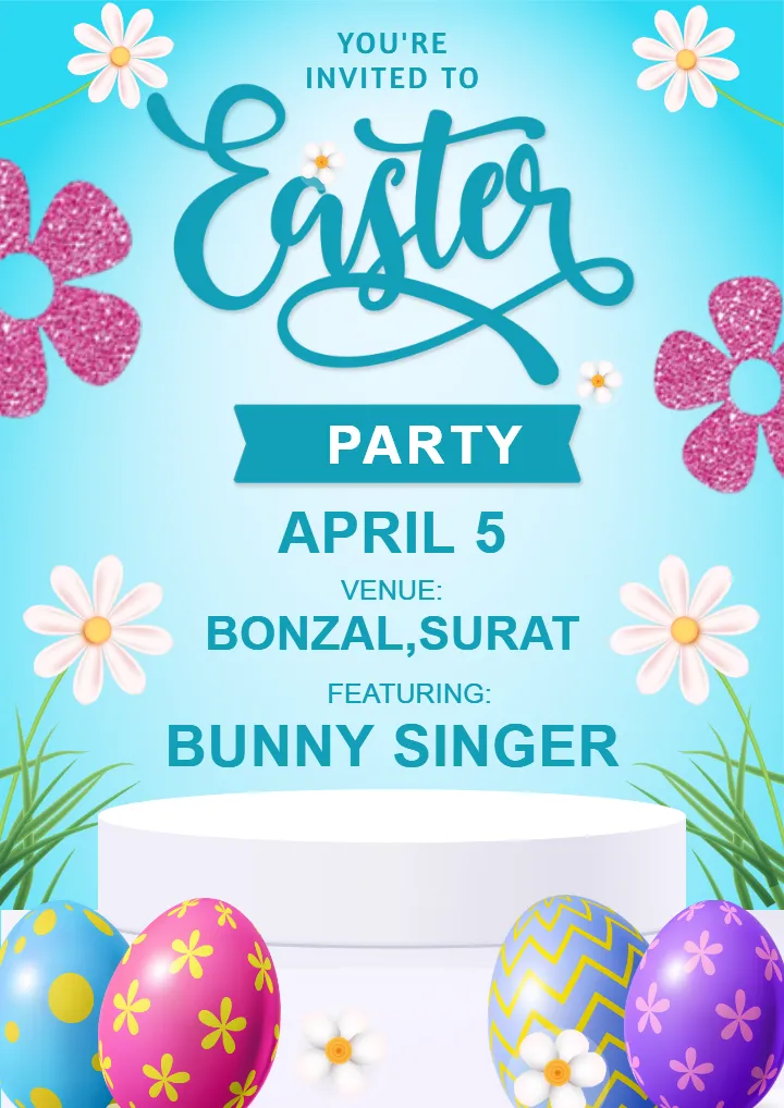 Editable Easter Invitation Card in English Online Download