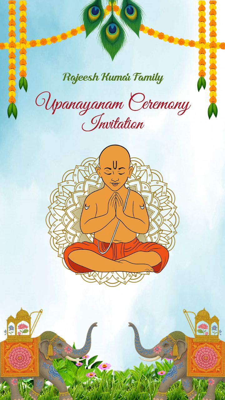 Upanayanam ceremony invitation  video with floral art