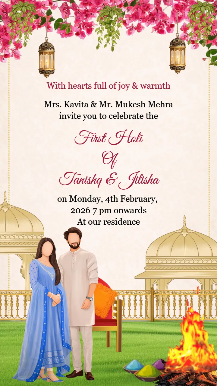 Creative First Holi Invitation Video in English 2026 Design