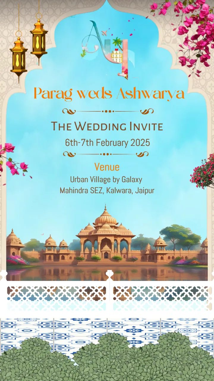 Wedding Invitation Template with Royal Rajasthani Theme