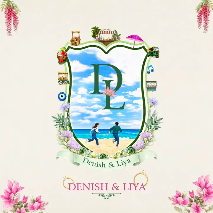 Engagement Logo with Beach and Love Story Theme