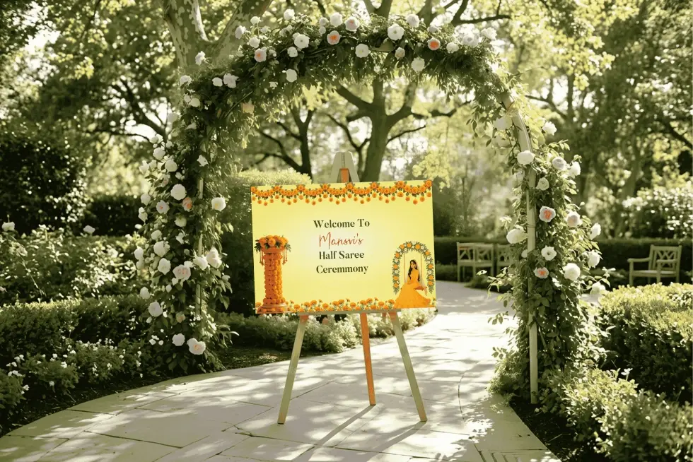 Half Saree Ceremony Welcome Board for Grand Entry