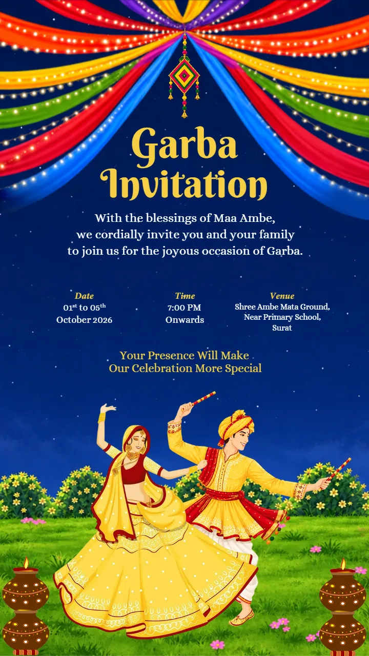Garba Invitation Video for a Traditional Garba Night