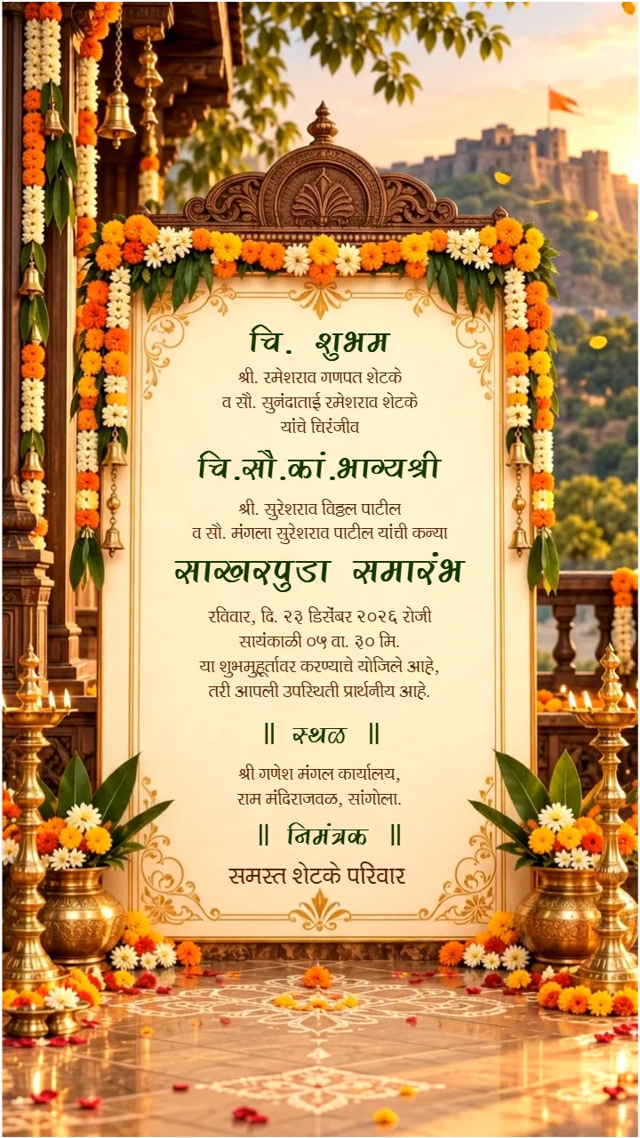 3D Marathi Engagement Invitation Video