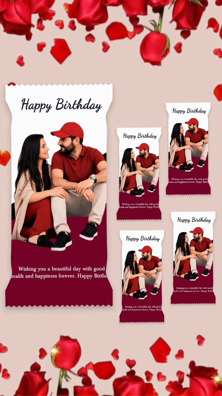Birthday Chocolate Wrapper With Rose Theme