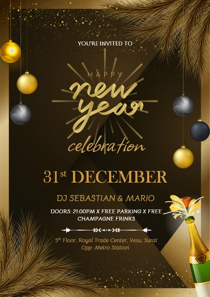 New Year Celebration Invitation for Friends and Family 2026