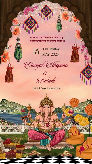 Royal Scroll Rajasthani Wedding Invitation Template Online