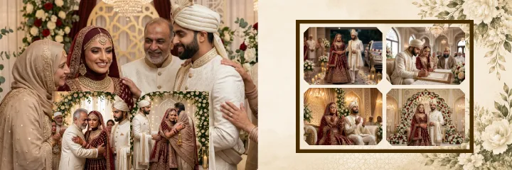 Muslim Wedding Album Luxury Islamic Couple PSD Template