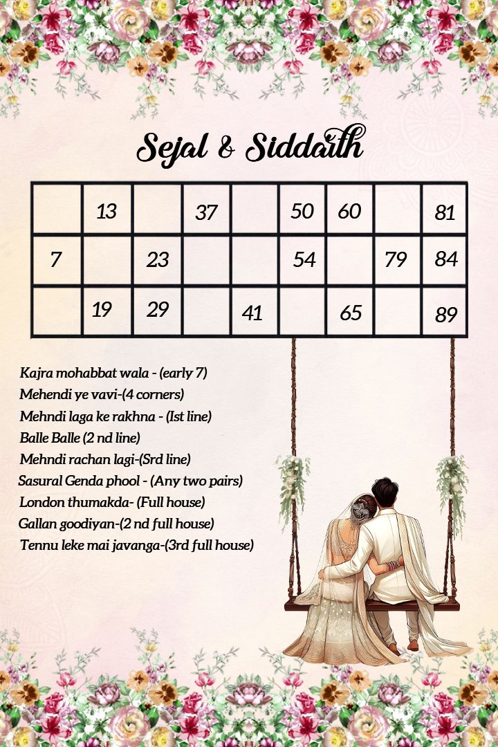 Tambola Game Tickets Online Romantic Couple Theme