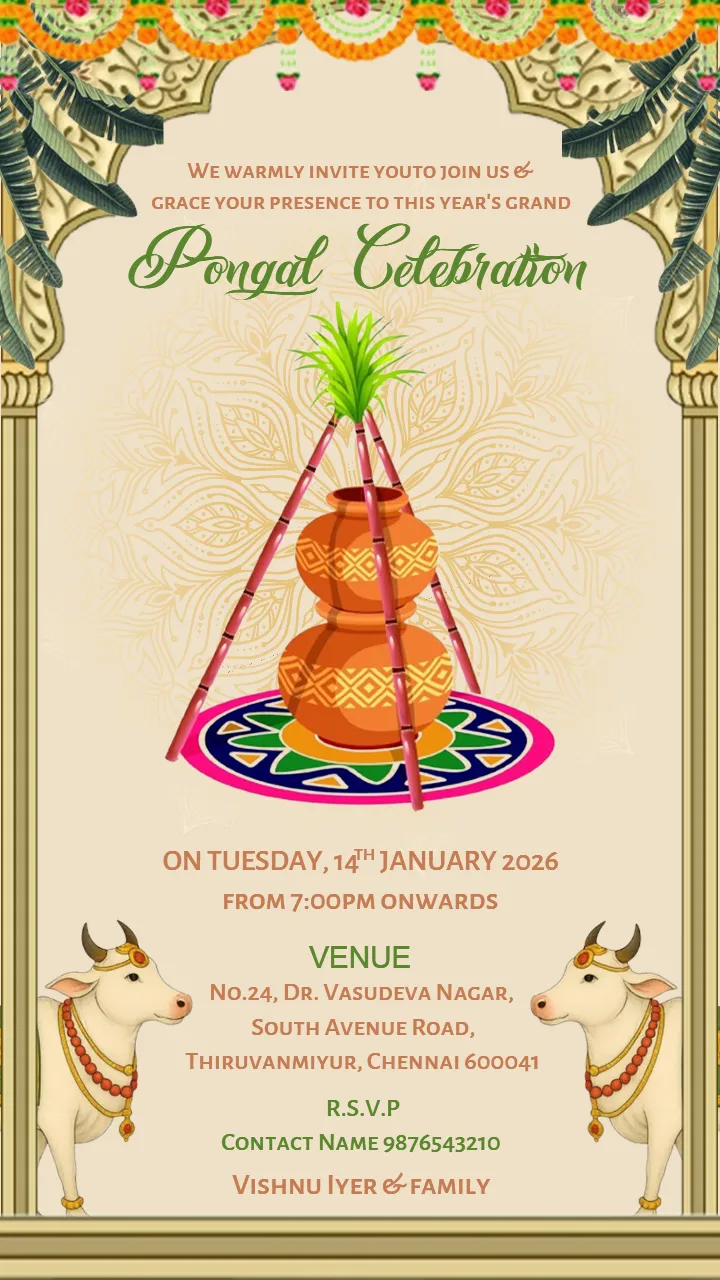 Create Your Perfect Happy Pongal Invitation Card Today