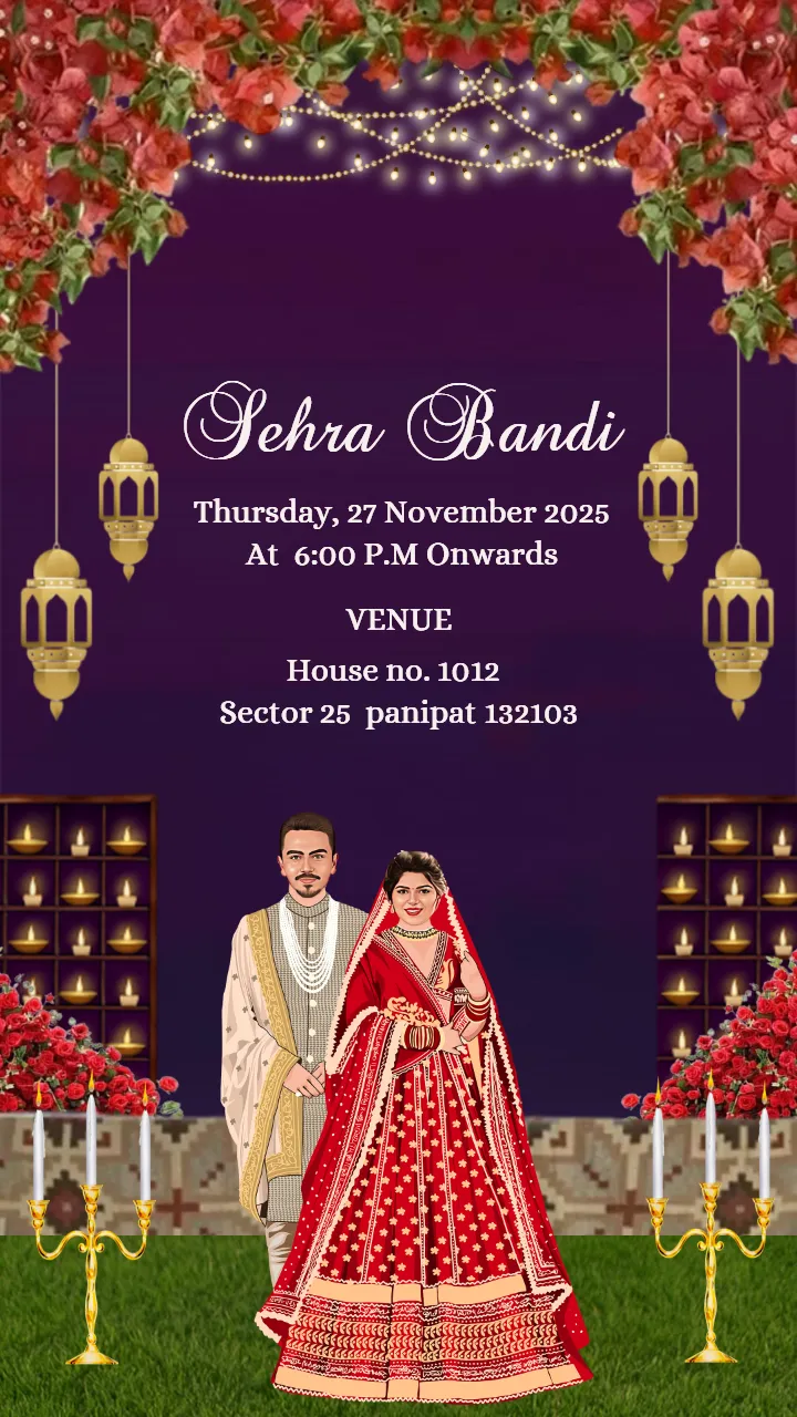 Indian wedding invitation video with greenery and florals