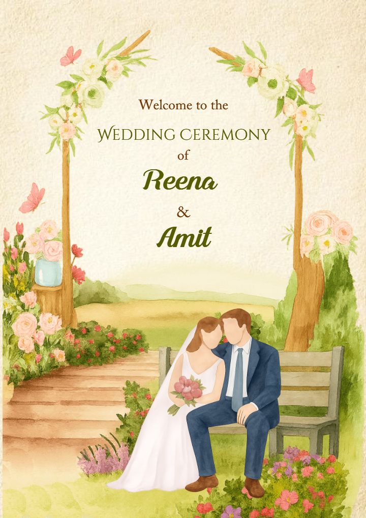 Charming  Welcome Wedding Standee with Floral Theme