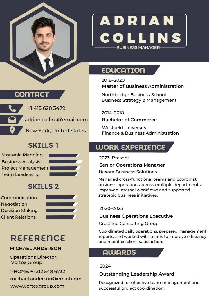 Corporate Resume Template for Business Job Applications