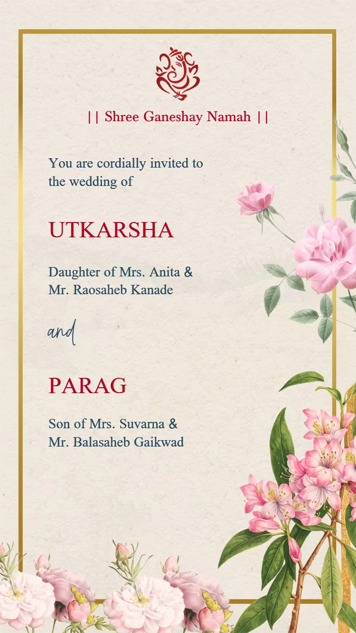 Wedding Invitation Video Floral Peacock Theme