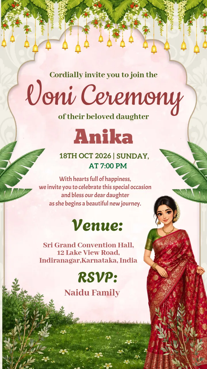 Langa Voni Ceremony Invitation Card for Your Family Function