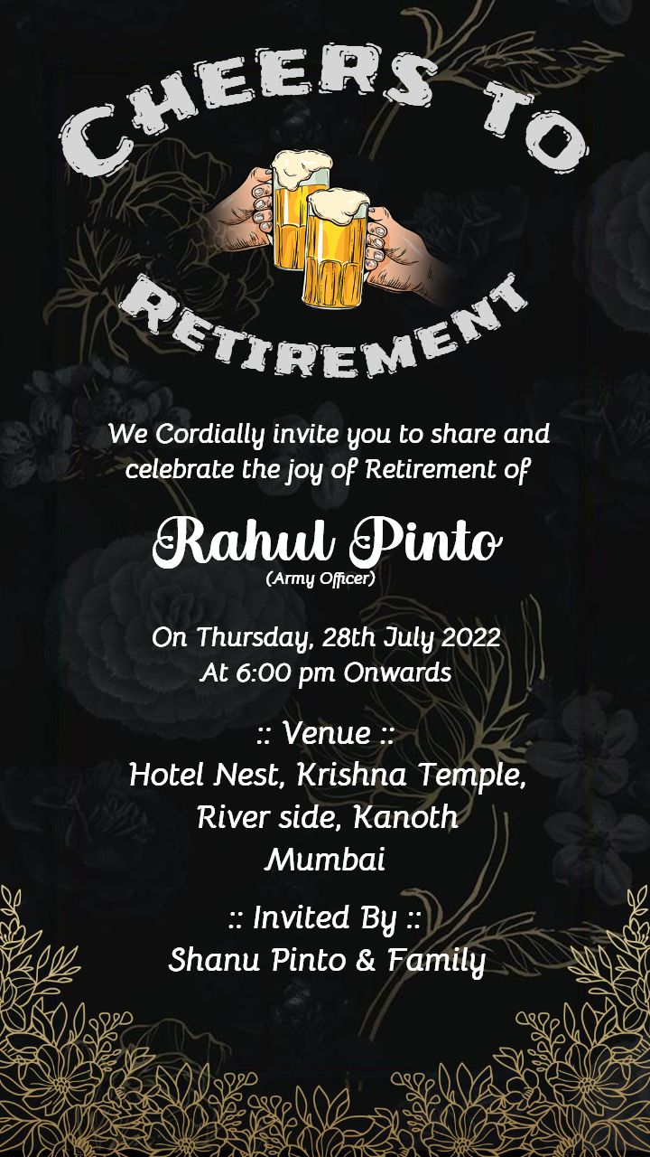Elegant Black and Gold Retirement Party Invitation Templates
