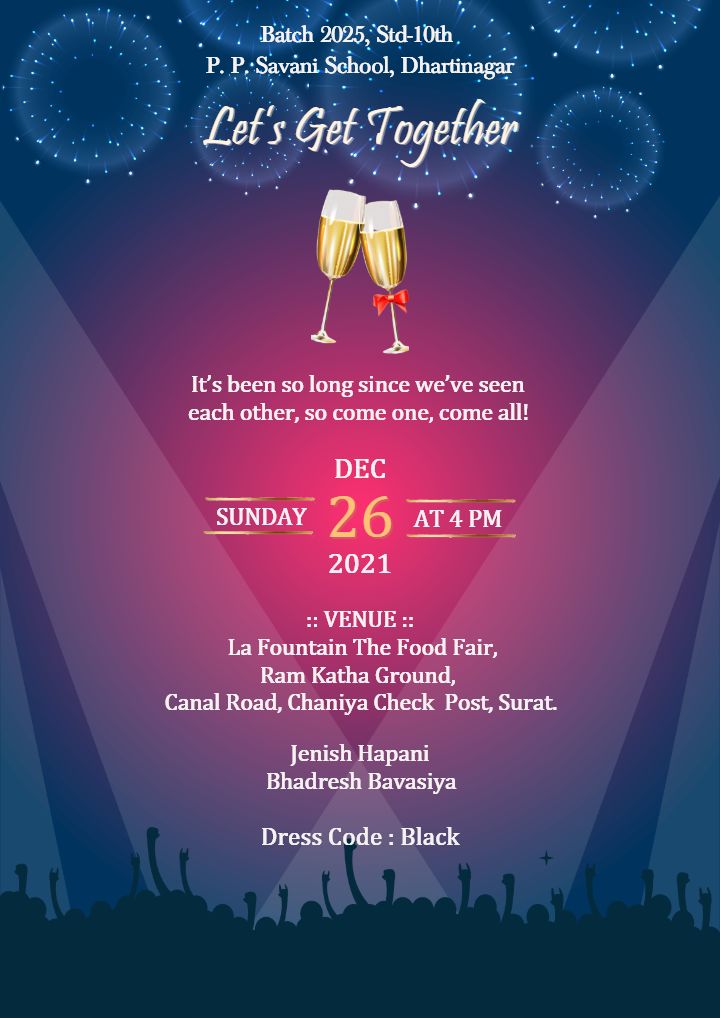 Get together invitation card design with simple style