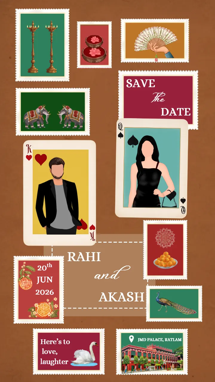 Save The Date Video Classic Red Gold Theme