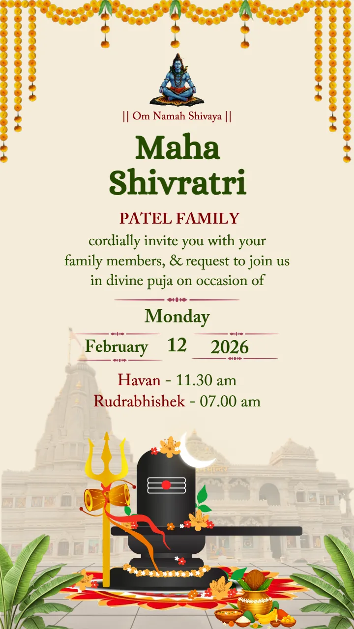 Mahashivratri Invitation Card for Rudrabhishek Event