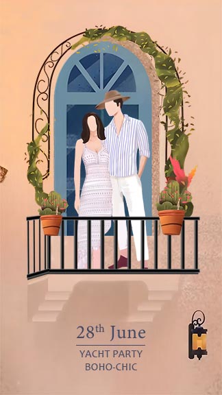 Stylish Wedding Invitation with Nature and Sky Theme