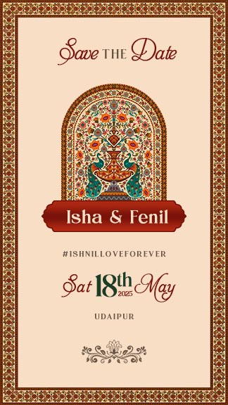 Peacock Theme Engagement Invitation Template