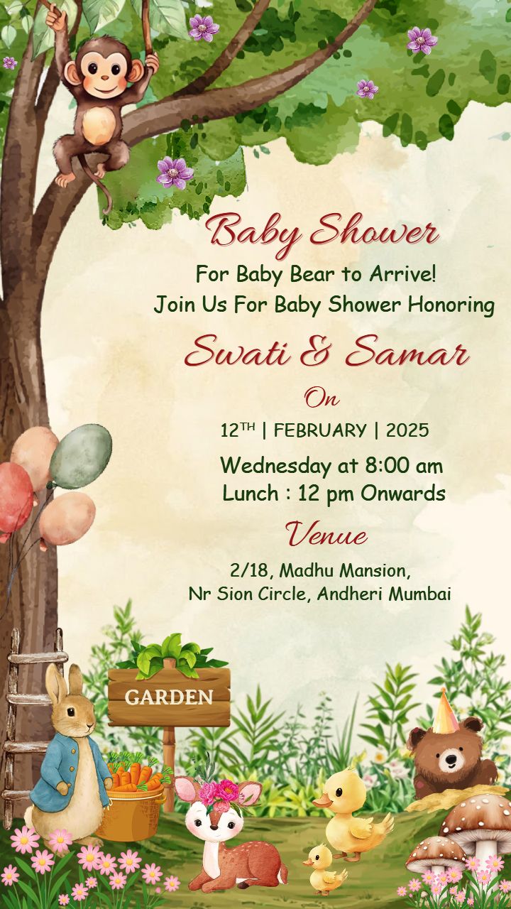 Baby Shower Invitation Card Video Template with Jungle Fun