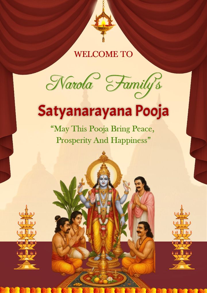 English Satyanarayan Puja Welcome Board