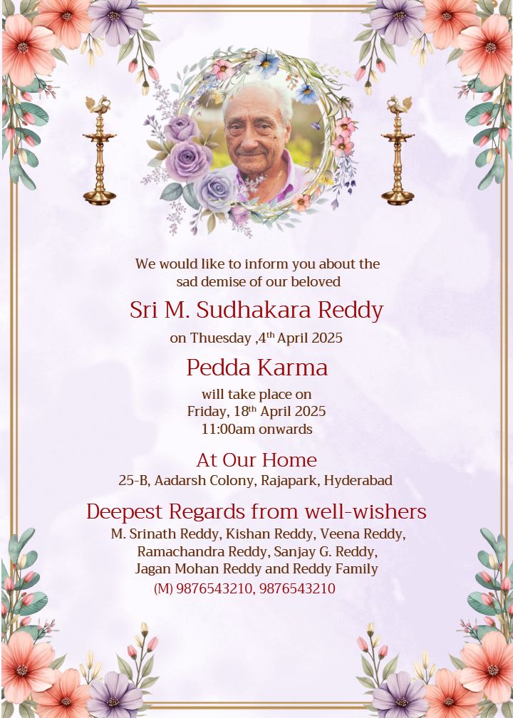 Create English Pedda Karma Invitation With Photo