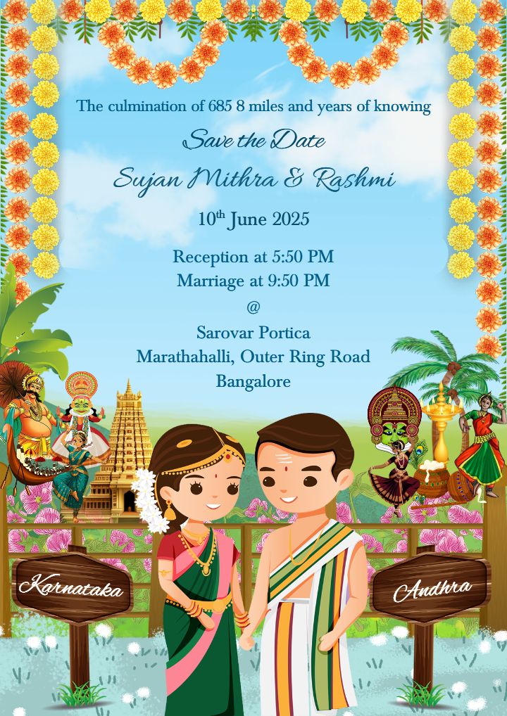 Traditional Karnataka Andhra wedding save the date template