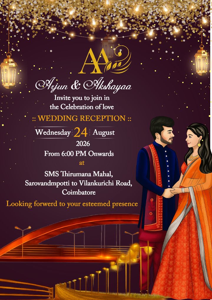 Wedding Reception Template Design With Elegant Lights