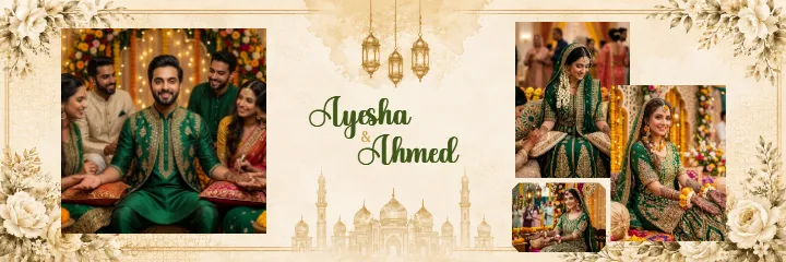 Muslim Wedding Album Luxury Islamic Couple PSD Template