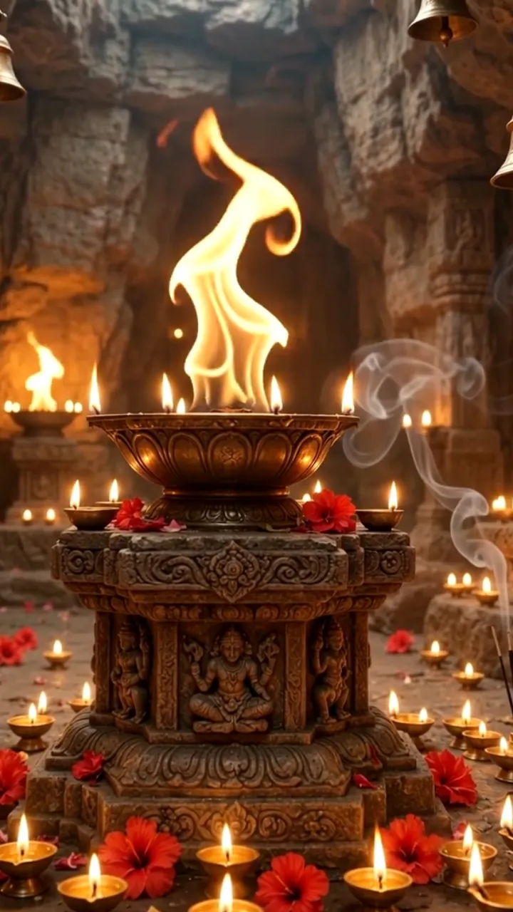 3D Mata Ki Chowki Invitation with Maa Durga and Golden Diyas