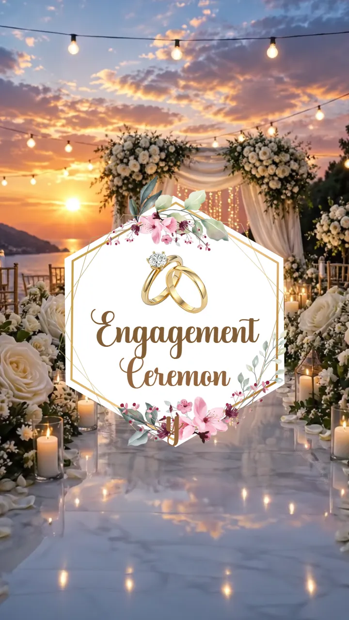 Buddhist Engagement Invitation Video with White Rose Decor