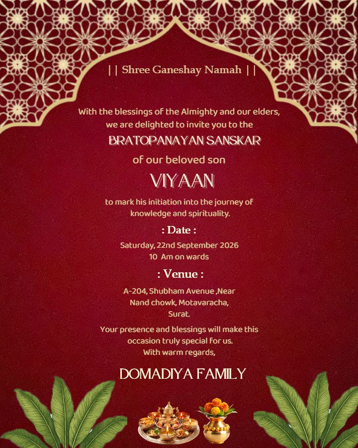 Royal Theme Bratopanayan Sanskar E-Invitation