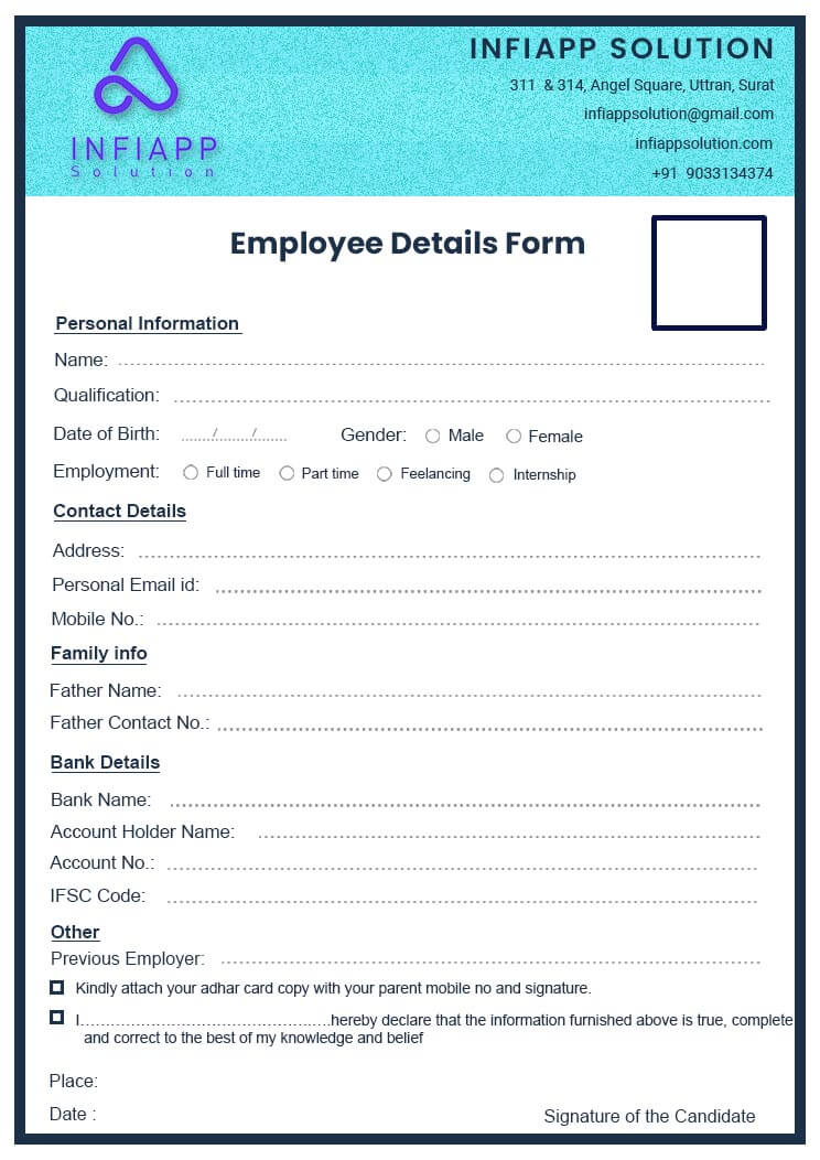 Employee Registration Detail Form