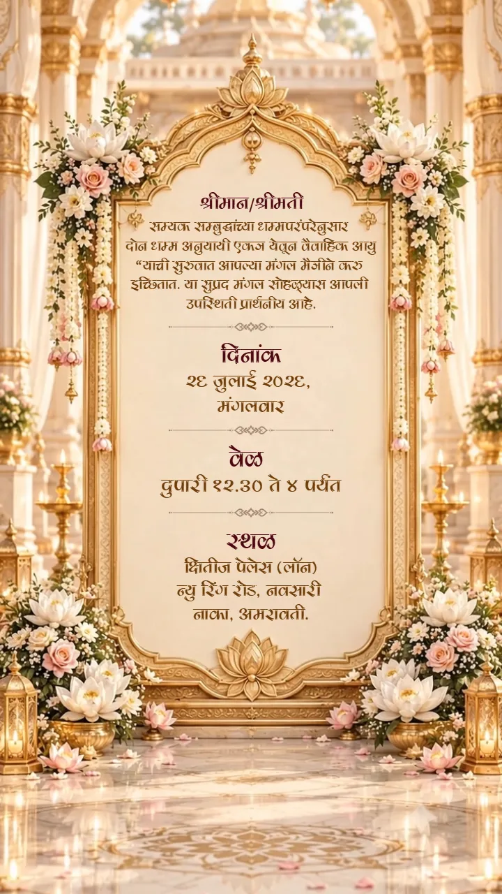 Buddhist Wedding Invitation Video with Golden Temple Theme