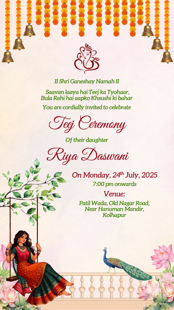 Teej Ceremony Invitation Video Maker Online For 2025