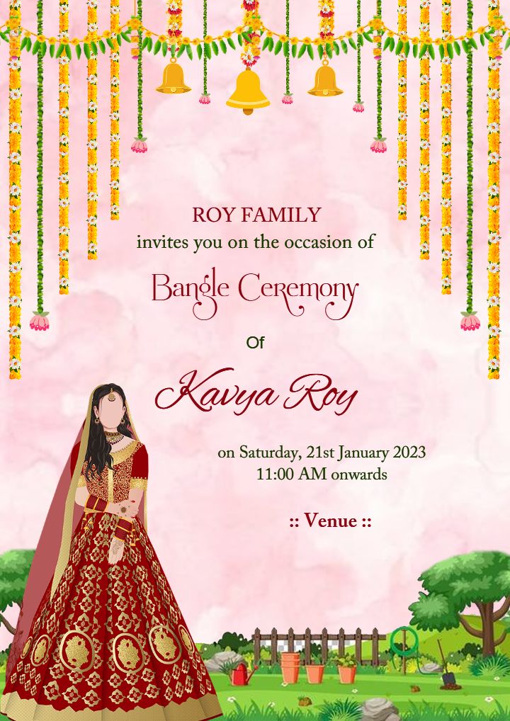 Marigold Bangle Ceremony Invitation Card Template