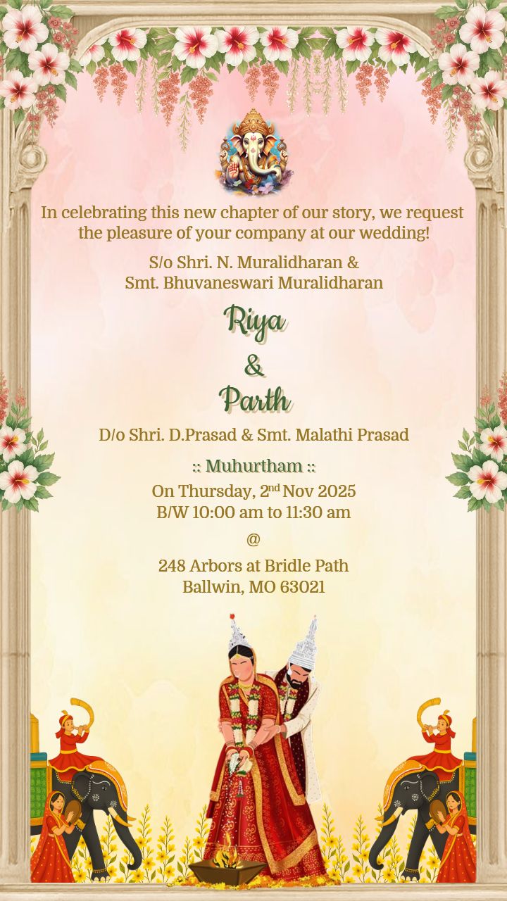 Royal Elephant theme Odia Wedding Card Maker Online
