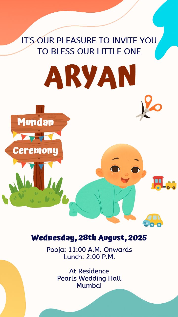 Modern Mundan Function E-card for Baby Ceremony